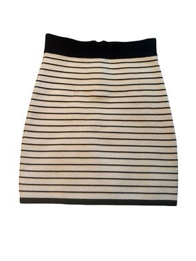 bebe Black and Cream Striped Mini Skirt Like New Vintage Stretch Size S